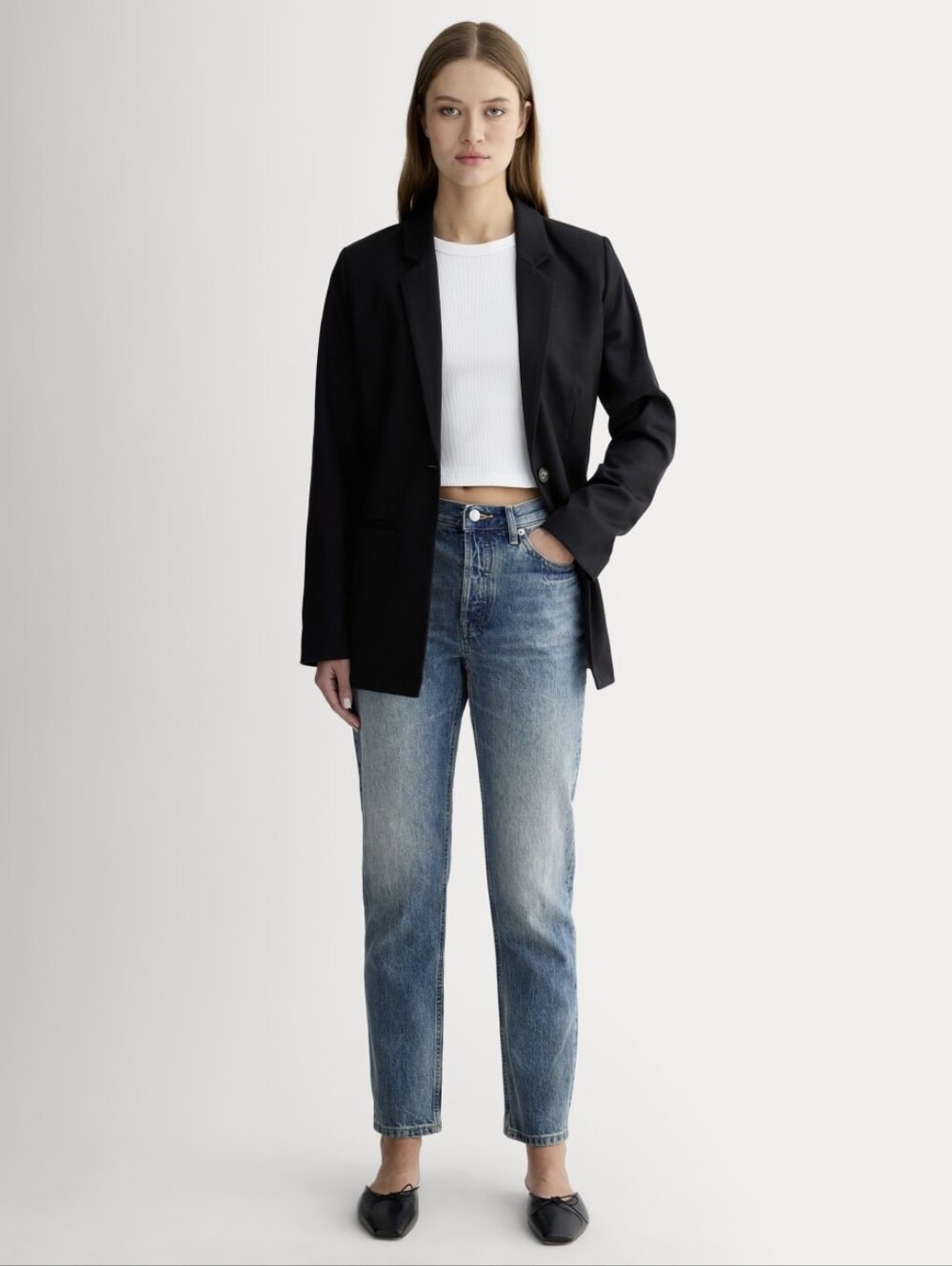 Everlane The 90s Cheeky Straight Button Fly Jeans 100% Organic Cotton Size 28 R